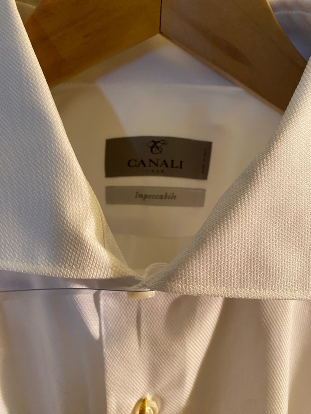 Canali ‘Impeccabile’ White Cutaway-Collar Cotton-Poplin Dress Shirt